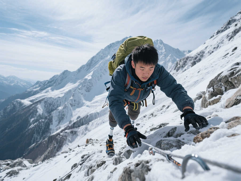 20岁无腿青年凭双手征服雪山,1小时登顶 20岁无腿青年凭双手征服雪山,1小时登顶